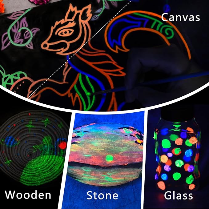 Artecho Glow in the Dark Paint, Neon Neutral Paint (120ml / 4.05oz) Tubes, Art Craft Paints for Canvas, Rock, Stone, Wood, Fabric, Art Supplies