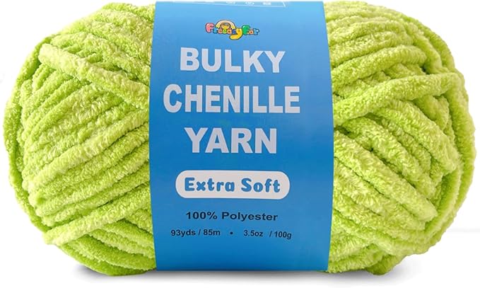 Soft Velvet Yarn Chenille Yarn for Crocheting and Knitting – Bulky (93 Yards/100g) - Polyester - Yarn for Blanket Amigurumi Weaving Crafts (Mustard Green, 1 Pack)