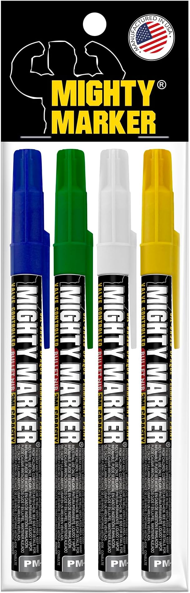PM-92 Extra Fine Paint Marker, 4 Bonus Tips, 1.0 mm Tip, Xylene Based, Waterproof, Permanent, Valve Action, Manufactured in USA, Assorted 4 Pack