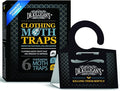 Dr. Killigan's Premium Double Potent Clothing Moth Traps with Pheromones Prime, Organic Clothes Moth Trap with Lure for Closets & Carpet, Case Making & Web Spinning (6 Pack, Black)