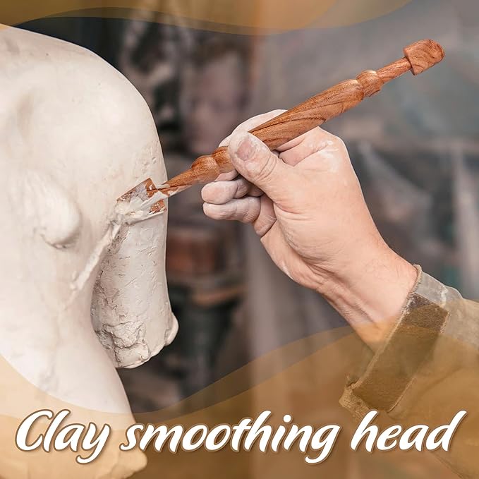 Vtuna Double Head Clay Sculpting Tool, Modeling Ceramic Pottery Tool, Styling, Carving and Smoothing Throwing Pottery Sticks, 2in1 Pottery Wood Tool (1)