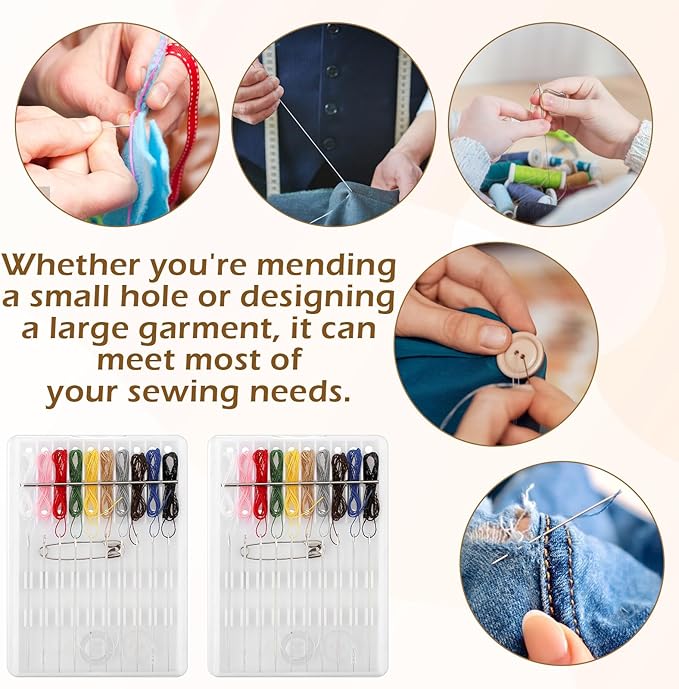 36 Boxes Mini Sewing Kit Bulk Easy Pre Threaded Needle Kit Travel Sewing Threaded Needle Holder Small Home Travel Box with Pin Button, Assorted Colors ﻿