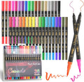 36 Colors Duo Tip Pens Art Markers Set, 72 Nibs Fine and Brush Tip for Adult Coloring Books Journaling Note Taking Lettering Calligraphy Drawing Pens Supplies