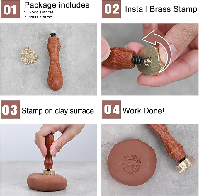 Custom Pottery Stamp for Clay, Personalized Logo Clay Stamp with Your Own Design, Ceramic Letter Stamp Create Unique Imprint in Clay, HandCrafter Potters Maker Lovers Gift, Polymer Clay Tools