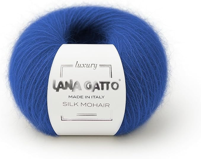5 Skeins, Silk Mohair Luxury Yarns, Premium and Soft Blend for Knitting and Crocheting, Made in Italy (Blue - 30146, 5)