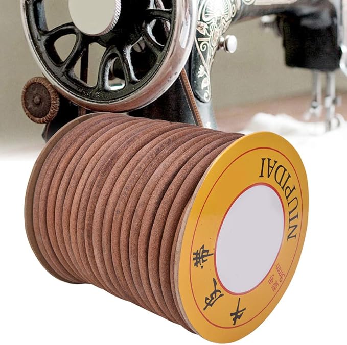 Sewing Machine Belt, 20m / 65.62ft Leather Belt Sewing Machine Cowhide Treadle Parts Replacement Sewing Machine Accessories Parts(6mm)