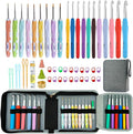 Mdoker 21 Sizes Crochet Hooks Set,Ergonomic Crochet Hook with Case for Arthritic Hands,Complete Crochet Set for Beginners & Lovers(0.8mm-10mm)