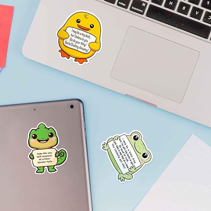 200PCS Emotional Support Animal Stickers – Affirmation Sticker Pack for Adults or Kids Cute Inspirational Buddies for Water Bottles, Laptops, Phones, Positive Quote Vinyl