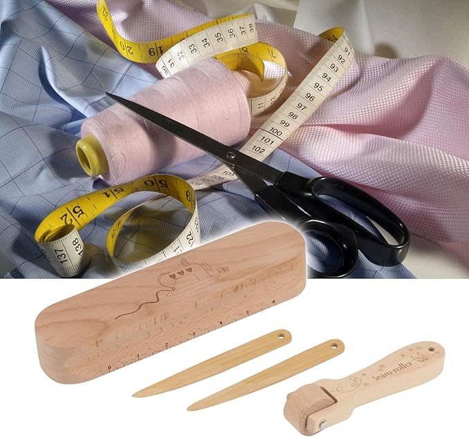 FMTYAOIU Beechwood Tailors Clappers, Seam Roller Beech, Tailors Clapper Set, Multi-Purpose Sewing Tool for Flattening Fabrics and Point Pressing, Wooden Tailors Clapper for Sewing, Quilting, Ironing