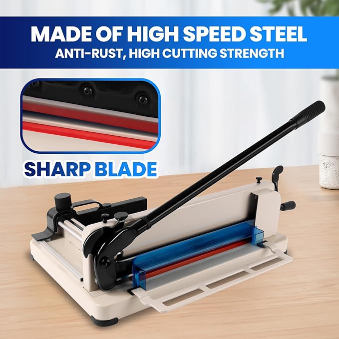 Professional Paper Cutter, 12" Guillotine Paper Cutter, 400 Sheet Capacity, Industrial A4 Paper Trimmer for Cardstock and Crafts (A4)