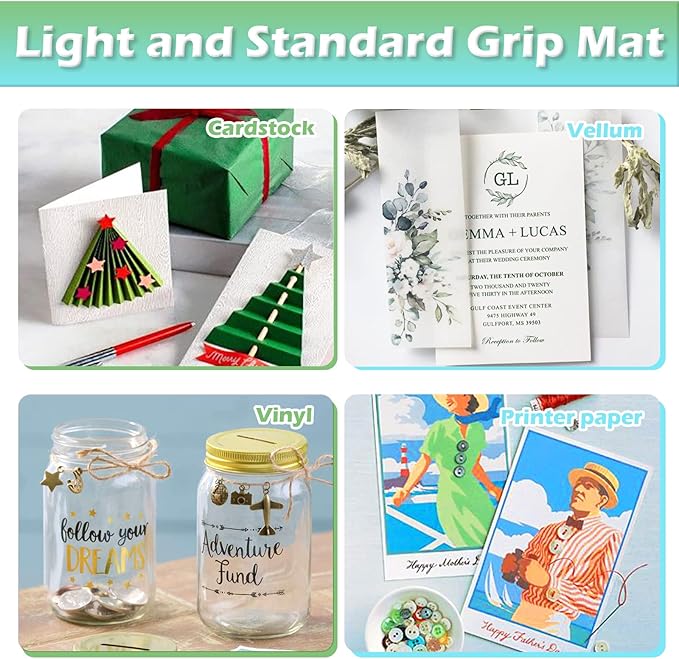 HTVRONT Variety Cutting Mat, 2 Pcs Cutting Mat 12x12 Compatible with Cricut Maker 3/Maker 4/Maker/Explore 3/4/Air 2/One Cutting Machine (LightGrip, StandardGrip), Cutting Mats Replacement Accessories