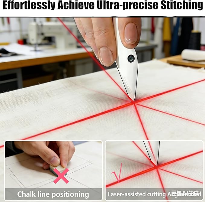 Magnetic Positioning Quilting Light for Sewing Machine, Sewing Machine Laser Guide with Straight, Crosshair and Dot Light, Hands-Free Rotating Laser Positioning Light for Sewing (Line)