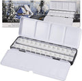 MYARTOOL Empty Watercolor Palette, Metal Empty Watercolor Tin Palette Paint Case with 24 PCS Empty Half Pans for DIY Travel Watercolor Palette, Acrylic and Oil Painting