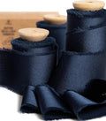 Vitalizart Navy Blue Ribbon Silk Satin 1-1/2 inch x 15 Yard Navy Blue Handmade Frayed Ribbons for Gift Wrapping Baby Shower Wedding Bridal Bouquets Holiday Decor