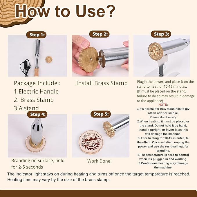 Custom Electric Branding Iron for Wood Leather Food, Personalized Metal Burger Stamp for Plastic, Wood Burning Monogram Stamp, Durable Wood Burning Tool with Letter Stamps for BBQ Wedding Gifts