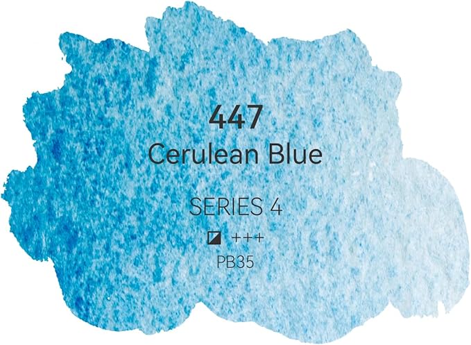 PHOENIX Professional Watercolor Paint - Single Watercolor Half Pan - Cerulean Blue 447