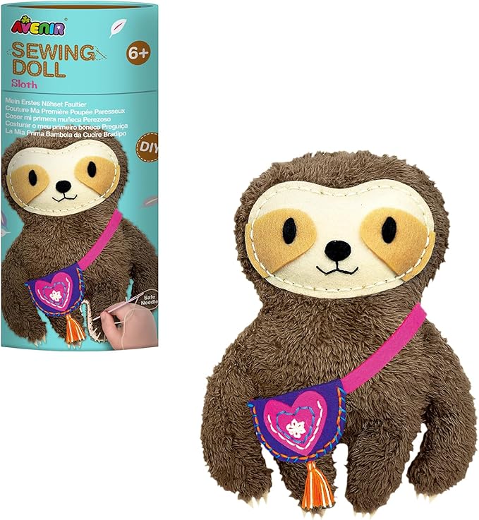 Avenir My First Sewing Kit for Beginner Ages 6+ I Premium Plush Big DIY Animals I Child-Safe Tools for Easy Crafting Fun I Motor Skills & Wiggle Stuff Stitching Creativity I Skill Gift for Boys & Girl