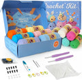 Crochetta Crochet Kit for Beginners Adults - Complete Starter Set with Crochet Hooks, Scissors, Stitch Markers + 12-Colored Yarn 45-50 Yards (20g) per Color