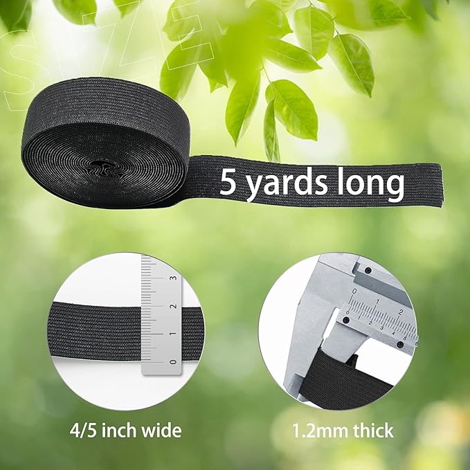 3 Inch Elastic Band for Sewing, Crafts, DIY, High Elasticity, (White 5yards, Black 5 Yards)