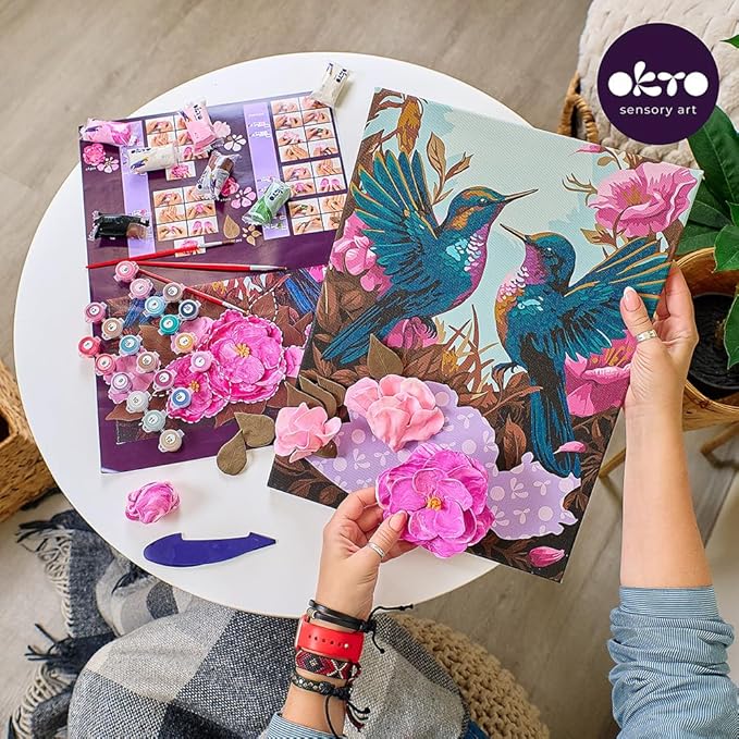 OKTO Art Kit Hummingbirds in Love | Arts & Crafts DIY Painting with Modeling Claу | Claу Kit for Painting | Painting Kits for Adults for Home Decoration Claу for Adults