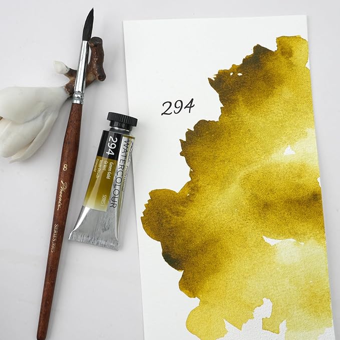 PHOENIX Professional Watercolor Paint Single Tube - 0.47 Fl Oz / 14ml - Green Gold