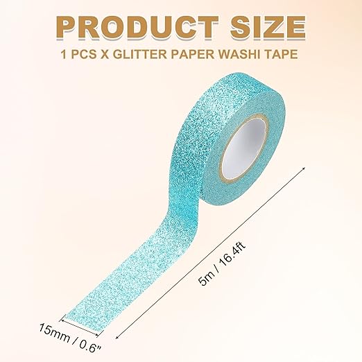 PATIKIL 1 Roll Glitter Paper Washi Tape, Washi Decorative Tape for Crafts, Blue