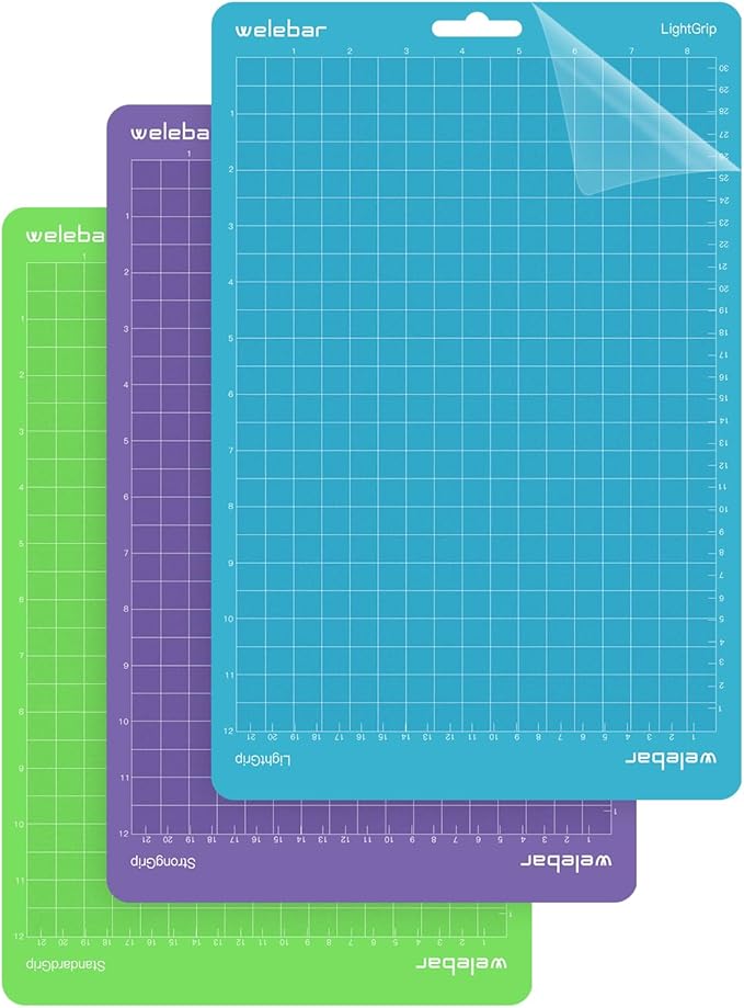 8.5"x12" Cutting Mats Compatible with Cricut Joy Xtra, Variety Adhesive(StandardGrip,LightGrip,StrongGrip,3 Mats) Sticky Non-Slip Cut Mat for Sewing Quilting Crafts