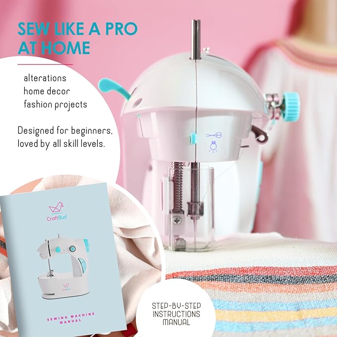 Mini Sewing Machine for Beginners, 122-Piece Portable Sewing Machine, Dual Speed Small Sewing Machine, Adults and Kids Sewing Machine, Travel Beginner Sewing Machines with Sewing Kit and Book, Blue