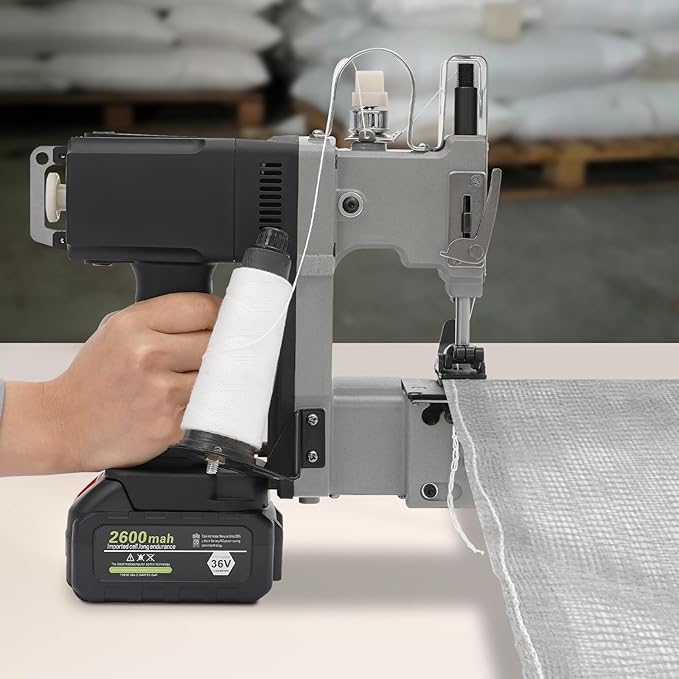 Bag Sewing Machine, 190W 2600 Stitches/Min Portable Bag Closer Stitcher, Automatic Bag Stitching Packing Machine, Portable Industrial Bag Closer for Woven Bag, Non-Woven Fabric, Leather, Silver