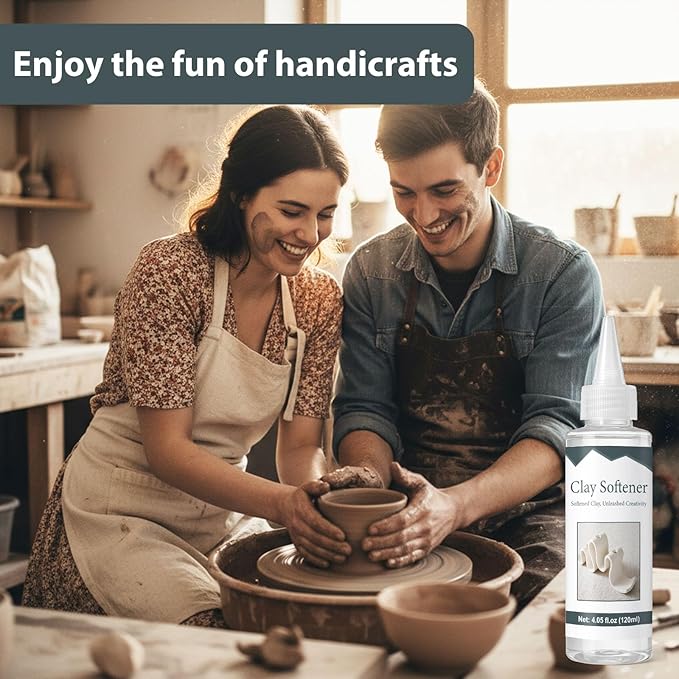 Premium Polymer Clay Softener – Revive Hardened Clay, Enhances Flexibility & Adhesion, Adds Shine After Baking, Ideal for Ceramic Artists, Teachers & DIY Craft Lovers (120ml*2)
