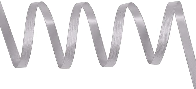 YAMA Silver Double Face Satin Ribbon Roll 1/4 Inch 25 Yards Silver Satin Ribbon for Gift Wrapping Ribbons Decorations DIY Crafts Arts