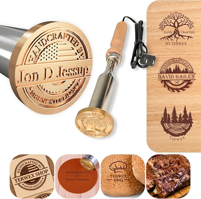 Custom Electric Branding Iron for Wood, Branding Irons Personalized with Stand, Wood Burning Tool Leather Branding Iron, Woodworking Tools for DIY Crafts Handmade Lover Gift(Electric Handle)