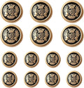 14 Pieces Black Gold Metal Blazer Button Set 18mm 23mm for Blazers, Suits, Sport Coats, Uniform, Jackets (MBM28)