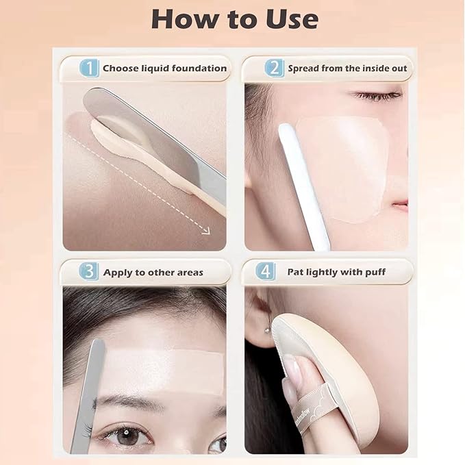 Picasso Makeup Spatula and Palette Set, Korean Makeup Spatula with Leather Cover, Stainless Steel Palette with Scraper Tool for Cosmetic Pigment Blending（SS）
