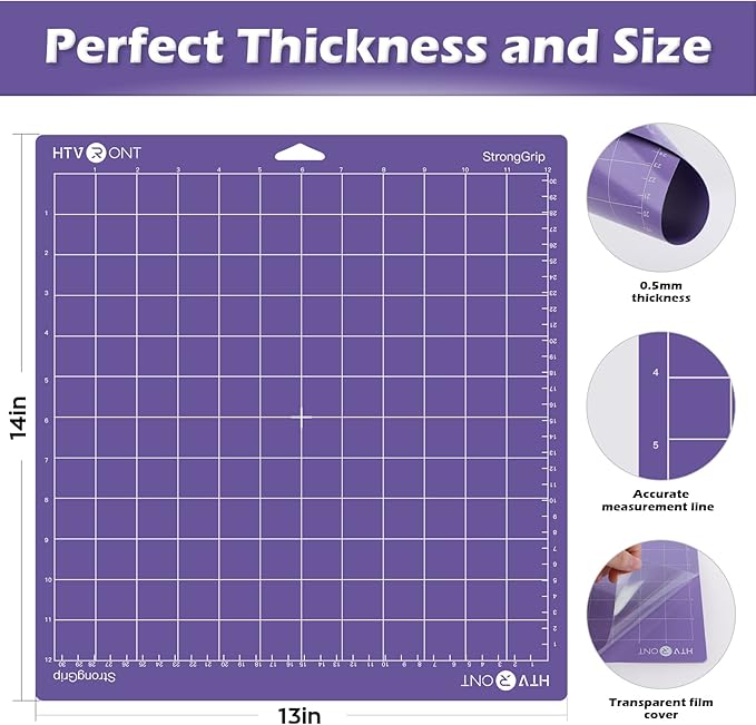 HTVRONT Strong Grip Cutting Mat, 2 Pack Cutting Mat 12x12 Compatible with Cricut Maker 3/Maker 4/Maker/Explore 3/4/Air 2/One, Strong Adhesive Sticky Quilting Cutting Mats Replacement Accessories