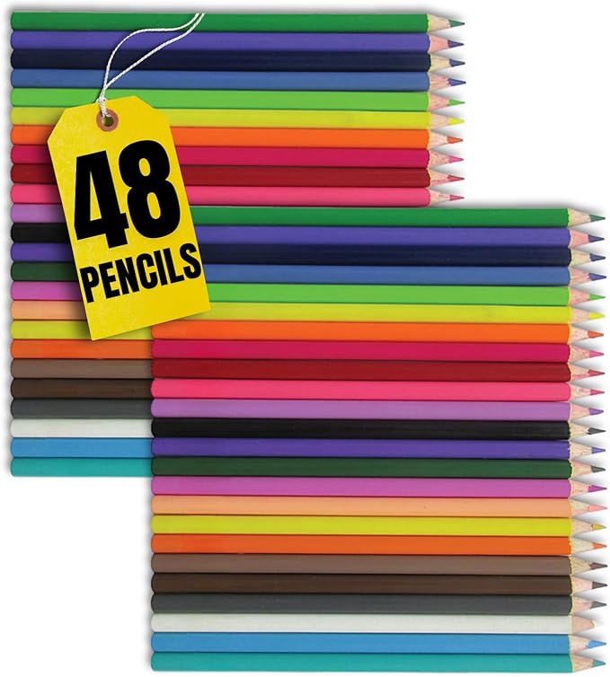1InTheOffice Colored Pencil, Colored Pencils for Kids, Art Colored Pencils, Pre-Sharpened Pencil Set, (48 Pencils)