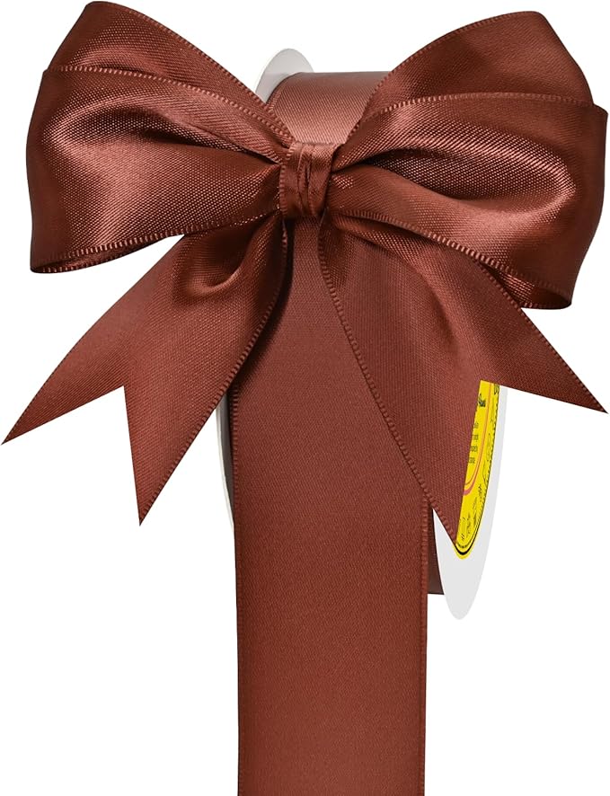 Double Face Rust Satin Ribbon 1-1/2 inch X 50 Yards Polyester Rust Ribbon for Gift Wrapping Very Suitable for Weddings Party Hair Bow Invitation Decorations and More