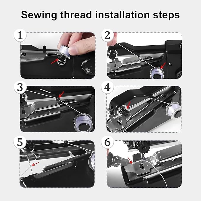 Handheld Sewing Machine, Hand Sewing Machine, Portable and Easy-to-Use, Battery and USB Operated, Ideal for Beginners and Home Use - Black