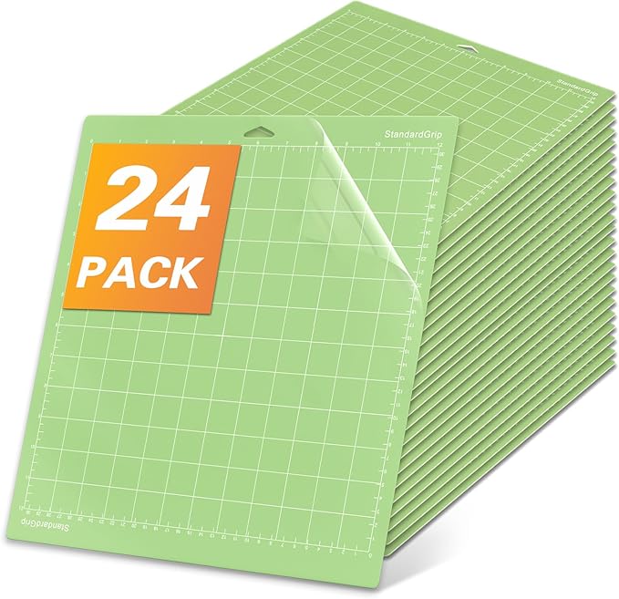24 Pcs Cutting Mat for Cricut Bulk, Non-Slip 12x12 Inch Green Cut Mats (Standard Grip) for Explore One/Maker/Air/Air 2, DIY Crafty