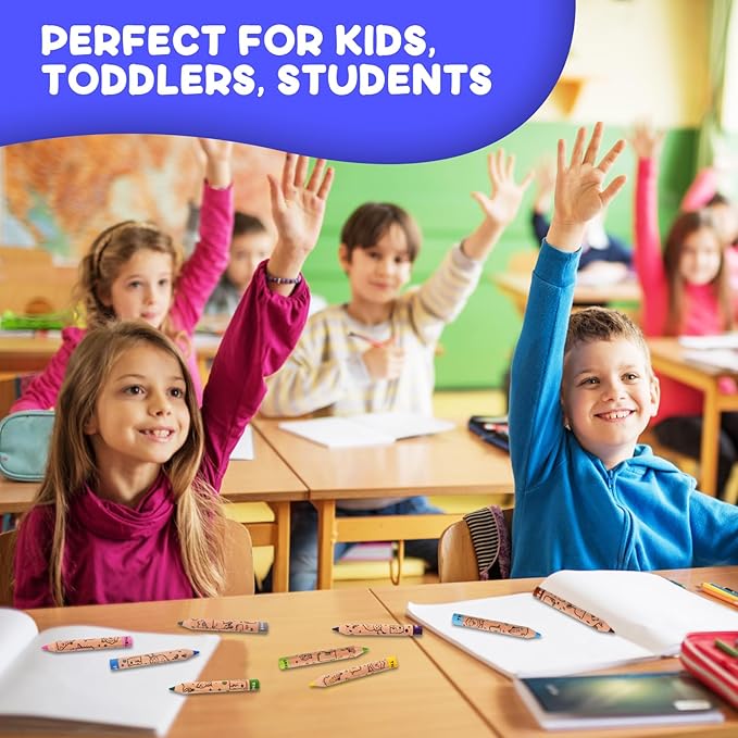 ThEast 24 Short Jumbo Colored Pencils, Cute Animal Pencils for Kids ages 3-12, Hexagonal Thick Pencils with Sharpener, Toddler Coloring Pencils Set, Pre-Sharpened(2 Sets of 12)
