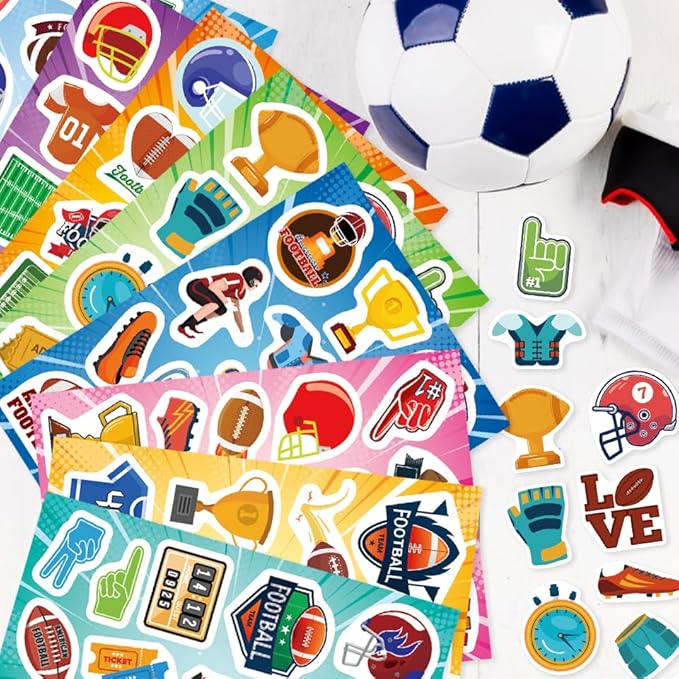 216PCS American Football Stickers, Rugby Theme Stickers Non-Repeating, Rugby Team Fans, Football Bowl Sports Football Party Favors Decorations