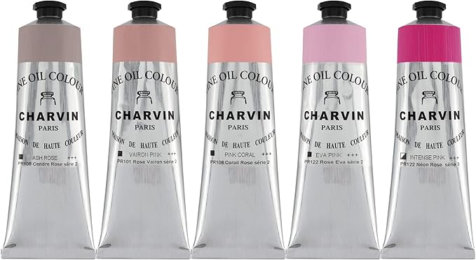 Charvin Fine Artists' Oil Paints - Elite Artists' Oils from The French Riviera for Painting, Classrooms, Plein Aire, & More! - [Pinks - 150 mL Set of 5]