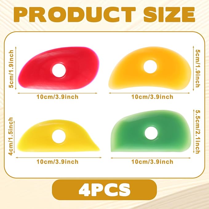 Yuomeaz 4Pcs Pottery Ribs, Silicone Rib for Pottery, Potterys Trimming Tools, Multi Styles Clay Ceramics Sculpting Tools for Mud, Shapes, Smooths