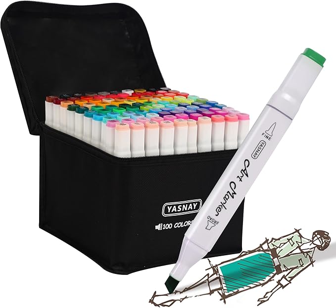 Alcohol Markers, 100 Colors Dual Tip Art Marker, Drawing Markers, Coloring Marker for Sketching Adult Coloring