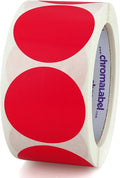 ChromaLabel 2 Inch Round Colored Stickers, Permanent Sticky Dots Color Coding Labels, Ideal Colored Dot Stickers for Arts and Crafts - 500 Sticker Dots per Roll, Red Sticker Labels