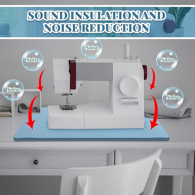 2 Pcs Sewing Machine Muffling Mat Pedal Sewing Mat Reduce Vibrations Noise No Slip Machine Accessories for Quilting(15'' X 20'' and 9'' X 14'',Light Blue)