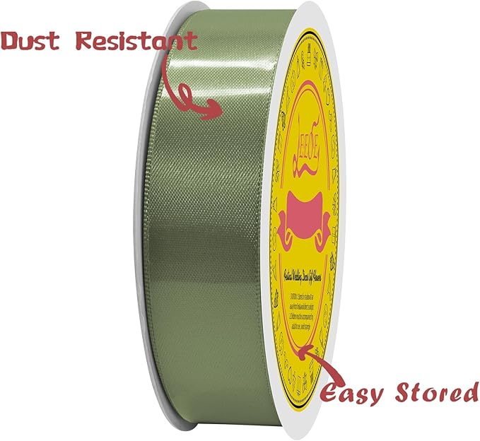 Double Face Spring Moss Satin Ribbon 7/8 inch X 25 Yards Polyester Spring Moss Ribbon for Gift Wrapping Very Suitable for Weddings Party Hair Bow Invitation Decorations and More