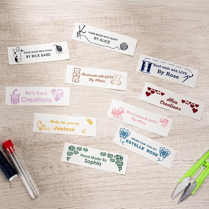 callie Personalized Sewing Labels for Handmade Item, Custom Fabric Label Tags for Crocheting, Crafts, Clothing, Knitting, 25 pcs-200 pcs