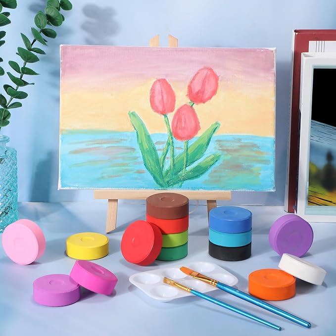 Nuanchu 90 Pcs Tempera Paint Cakes 15 Colors Tempera Paint Washable Art Supplies for Painting Drawing Crafts Activities