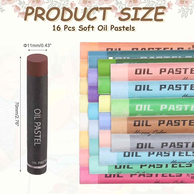 MECCANIXITY Soft Oil Pastels, Oil Pastel Crayons Vibrant Color Blendable Art Supplies for Painting Drawing Blending Painting Artists Beginners Professional(Dark Brown, Pack of 16)